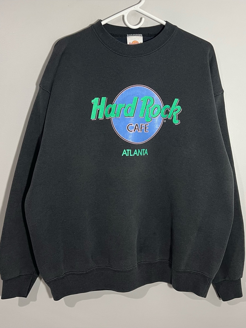 Vintage Hard Rock Cafe Atlanta Black Long Sleeve Pullover Sweatshirt Adult XL
